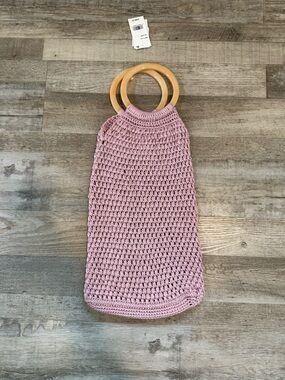 Pink Crochet Tote with Ring Handles